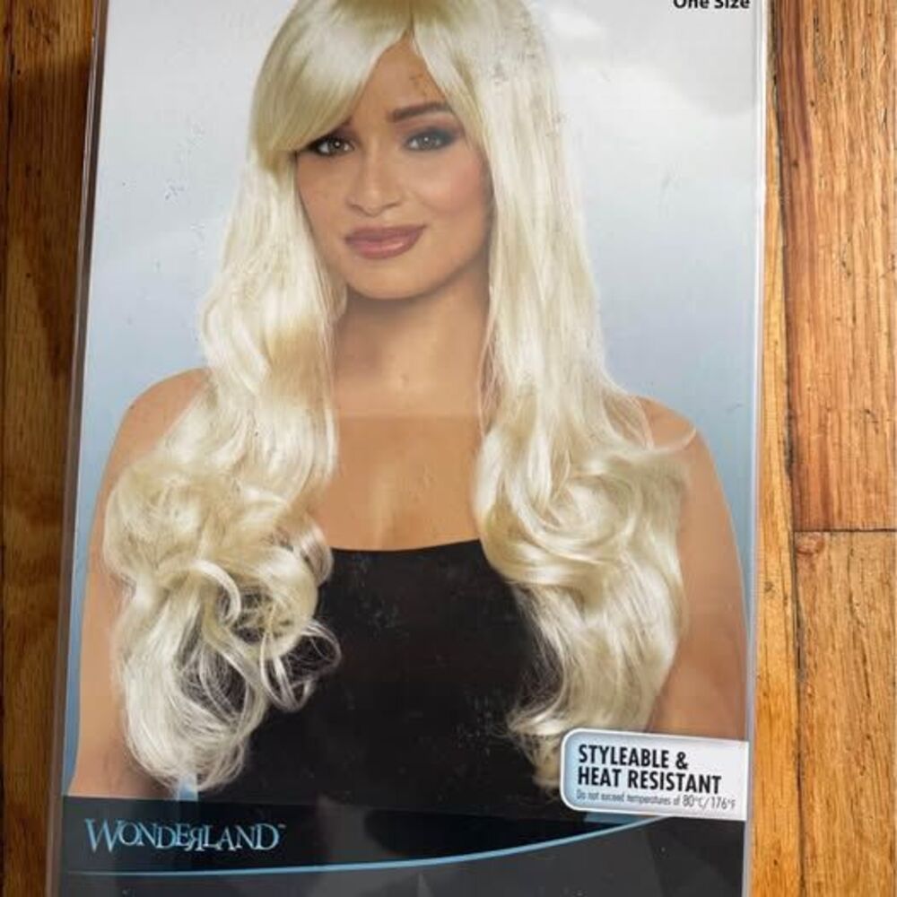 NEW Wonderland Women's Platinum Blonde Long Wavy Halloween Costume Wig